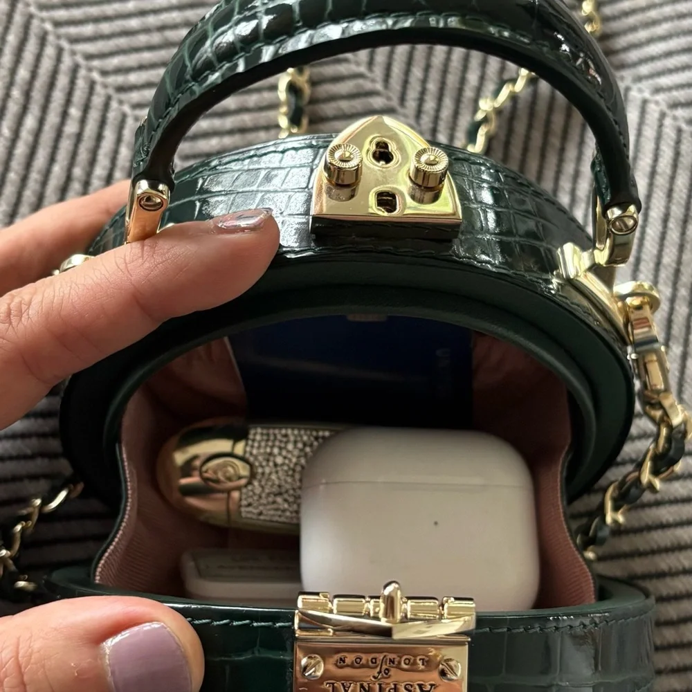 Aspinal of London Hat Box Micro crocodile-embossed patent leathers - Picture 9 of 15